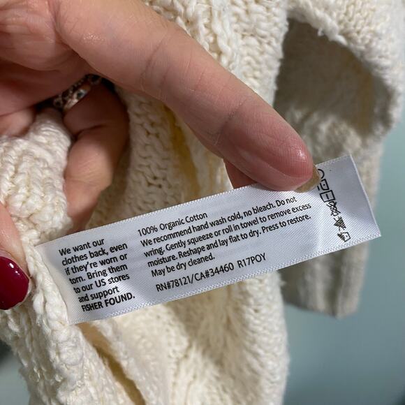 Eileen Fisher Women Cream Cable Knit Loose Fit Organic Cotton Sweater Size XL - Picture 7 of 8